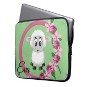 Laptop Sleeve Schafe grün floralgrün (Vorderseite Links)