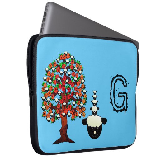 Laptop Sleeve Sheep Tree Blue (Vorne Rechts)