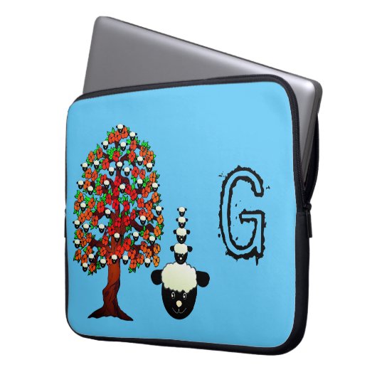 Laptop Sleeve Sheep Tree Blue (Vorderseite Links)