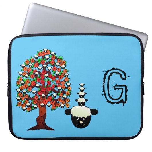 Laptop Sleeve Sheep Tree Blue (Vorderseite)
