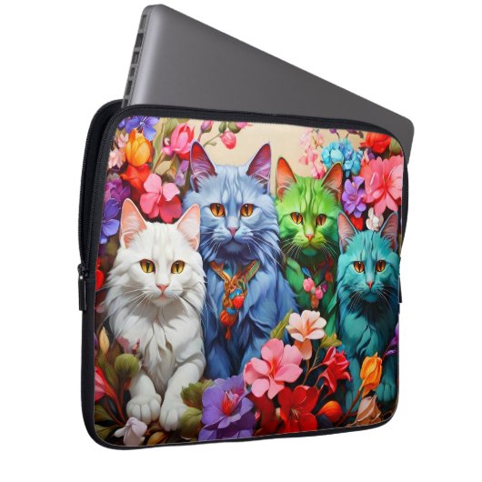 Laptop Sleeve - Stilvolles Cat Design (Vorne Rechts)