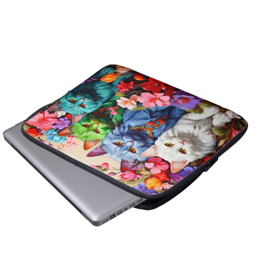 Laptop Sleeve - Stilvolles Cat Design (Vorne Knopf)