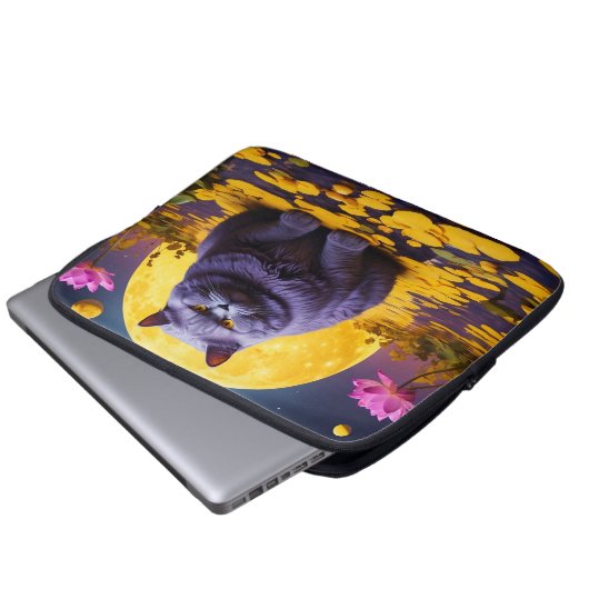 Laptop Sleeve - Stilvolles Cat Design (Vorne Knopf)