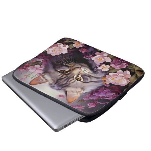 Laptop Sleeve - Stilvolles Cat Design (Vorne Knopf)