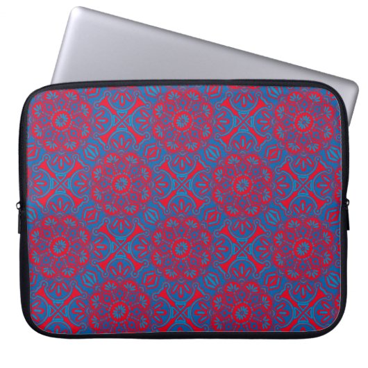 Laptop Sleeve Tribal blau rot (Vorderseite)
