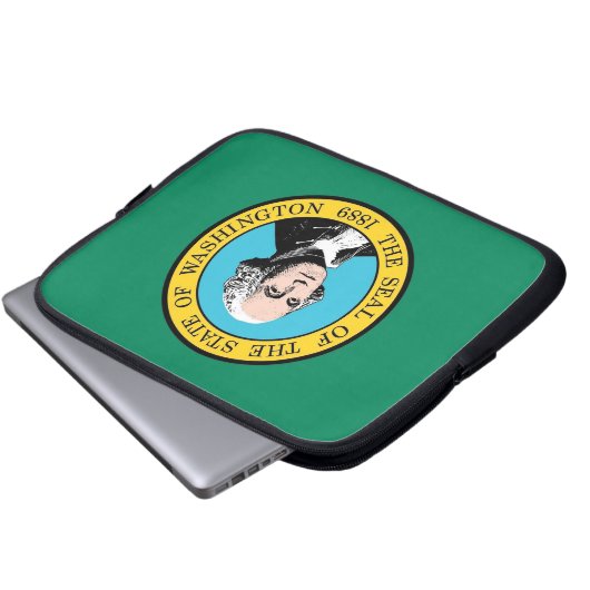 Laptop-Sleeve unter der Flagge des Staates Washing Laptopschutzhülle (Vorne Knopf)