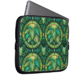 Laptop sleeve with a vibrant green botanical  (Vorne Rechts)