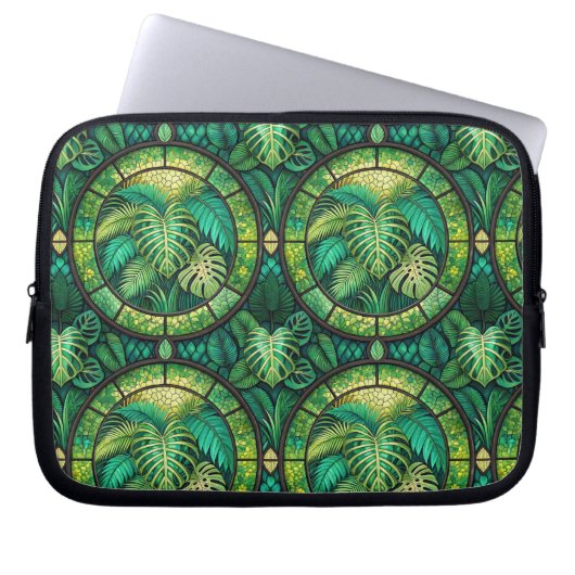 Laptop sleeve with a vibrant green botanical  (Vorderseite)
