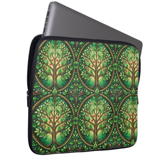 Laptop sleeve with vibrant tree of life pattern (Vorne Rechts)