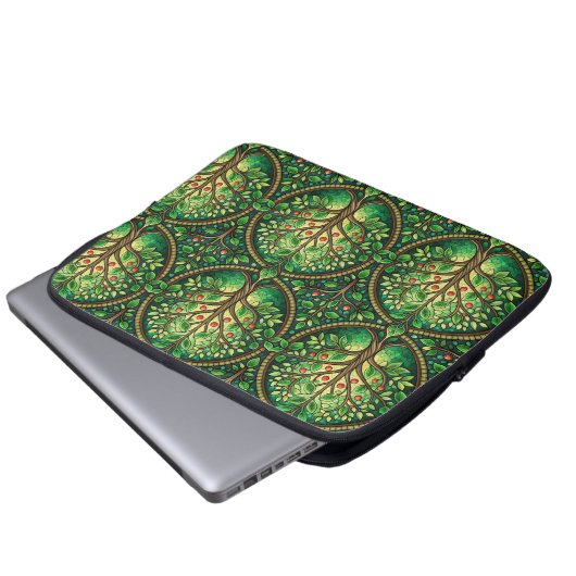Laptop sleeve with vibrant tree of life pattern (Vorne Knopf)