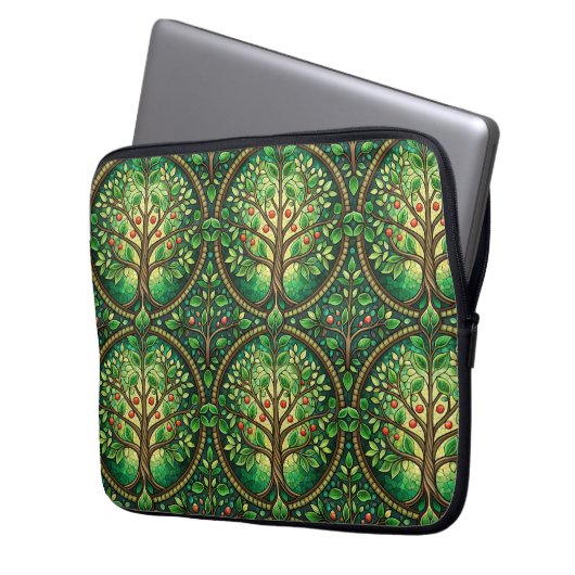 Laptop sleeve with vibrant tree of life pattern (Vorderseite Links)
