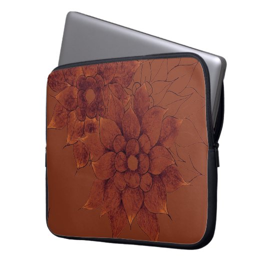 Laptophülse--BronzeBlumen Laptopschutzhülle (Vorderseite Links)