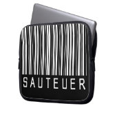 Laptopschutzhülle "SAUTEUER" Barcode Weiß (Vorderseite Links)