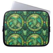 Laptoptasche mit einem lebendigen grünen Botanik-D