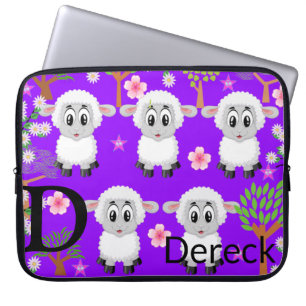 Laptoptasche Schafe Bäume Floral Lila Laptopschutzhülle