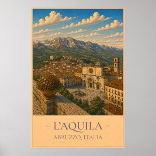 L'Aquila, Italien – Vintage-Reiseposter Poster