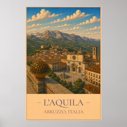 L'Aquila, Italien – Vintage-Reiseposter Poster (Vorne)