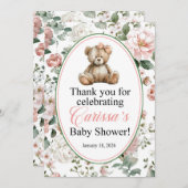 LAQUITA teddy bear Baby Shower sign for Carissa Einladung (Vorne/Hinten)