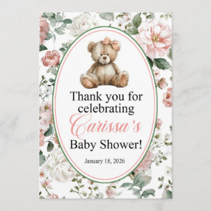 LAQUITA Teddybär Baby Shower Schild für Carissa Einladung