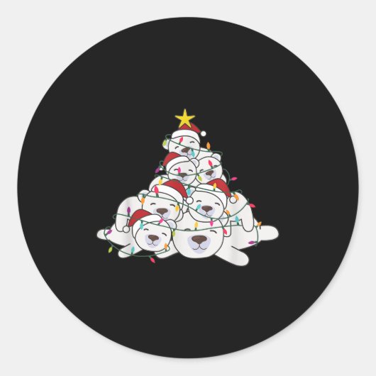 Lar Bear Christmas Tree Funny Animal Christmas Lar Runder Aufkleber (Vorderseite)