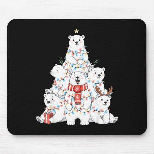 Lar Bear Christmas Tree Xmas Pajamas Mousepad (Vorne)