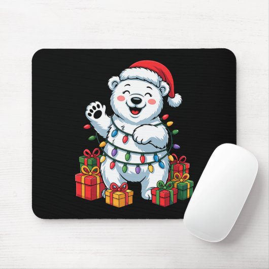 Lar Bear Santa Hat Animals Lovers Ugly Christmas P Mousepad (Mit Mouse)