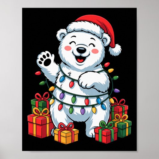 Lar Bear Santa Hat Animals Lovers Ugly Christmas P Poster (Vorne)