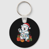 Lar Bear Santa Hat Animals Lovers Ugly Christmas P Schlüsselanhänger (Vorderseite)