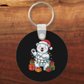 Lar Bear Santa Hat Animals Lovers Ugly Christmas P Schlüsselanhänger (Vorderseite)