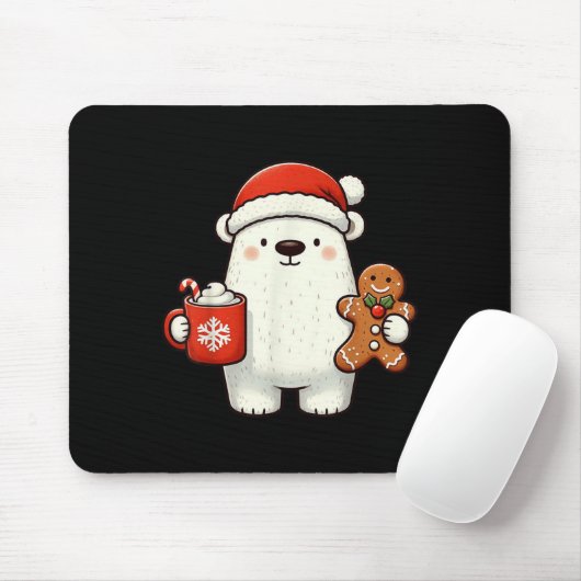 Lar Bear Santa Hat Christmas Holiday Xmas Coffee C Mousepad (Mit Mouse)