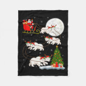 Lar Bear Santa Sleigh Flying Funny Magical Christm Fleecedecke (Vorderseite)