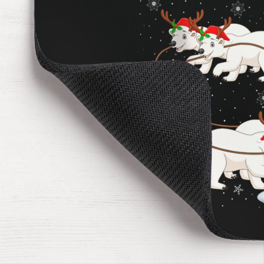 Lar Bear Santa Sleigh Flying Funny Magical Christm Mousepad (Ecke)