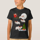 Lar Bear Santa Sleigh Flying Funny Magical Christm T-Shirt (Vorderseite)