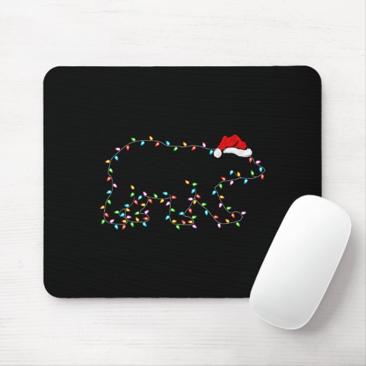 Lar Bear Xmas Lighting Santa Hat Lar Bear Christma Mousepad (Mit Mouse)