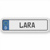 Lara German Car License Plate Aufkleber (Vorderseite)
