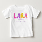 Lara Mädchenname bedeutet rosa lila Blume Baby T-shirt (Vorderseite)