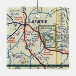 Laramie WY Vintag Map Keramikornament