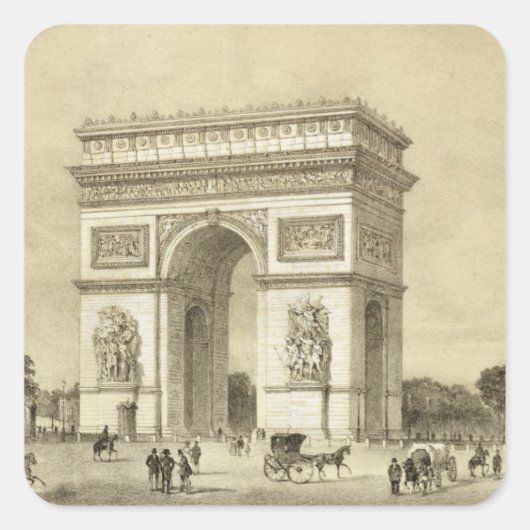 L'Arc de Triomphe, Paris, Gravur von Auguste Bry Quadratischer Aufkleber (Vorderseite)