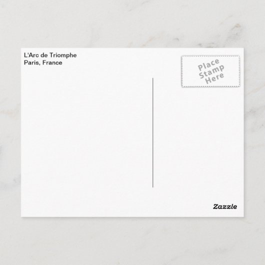 L'Arc De Triomphe Paris Postcard Postkarte (Rückseite)