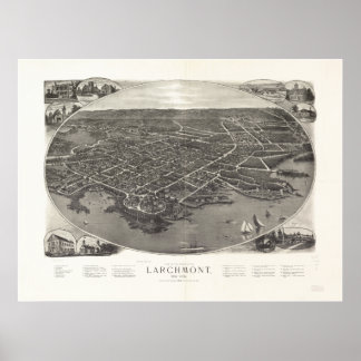 Larchmont New York 1904 Antik Panoramabalkarte Poster