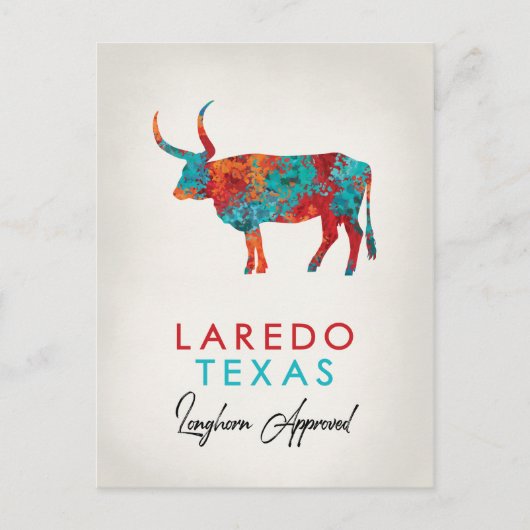 Laredo Texas Colorful Longhorn Postkarte (Vorderseite)