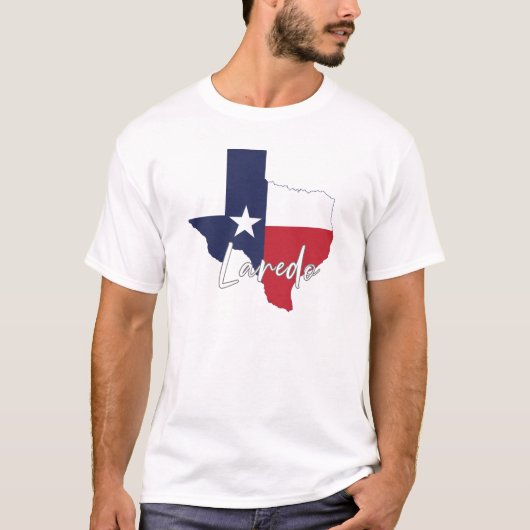 Laredo, Texas Flag Map Men's White T-Shirt (Vorderseite)