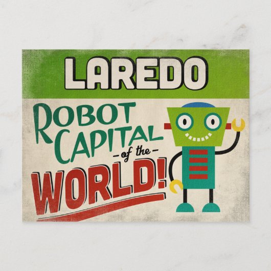 Laredo Texas Robot - Funny Vintag Postkarte (Vorderseite)