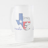 Laredo, Texas Staat Map mit Star, Boots, Hat-Tasse Mattglas Bierglas (Vorderseite Links)
