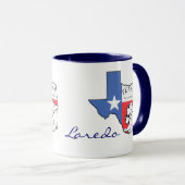 Laredo, Texas Staat Map mit Star, Boots, Hat-Tasse Tasse (VorderseiteRechts)