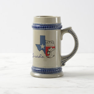 Laredo Texas State Karte mit Stern, Stiefeln, Hut  Bierglas
