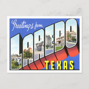 Laredo, Texas Vintage-Postkarte mit großen Buchsta Postkarte