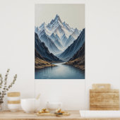 Large Abstract Mountains Painting on Canvas 3d Hea Poster (Küche)