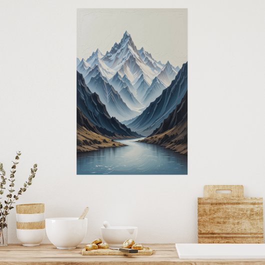 Large Abstract Mountains Painting on Canvas 3d Hea Poster (Küche)