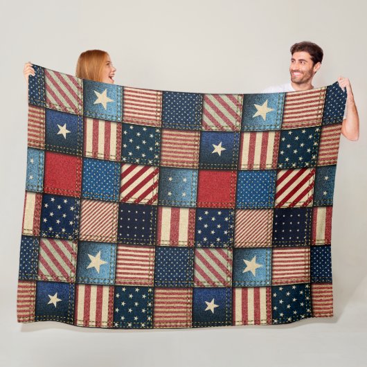 Large Americana Patchwork Image Fleecedecke (Beispiel)